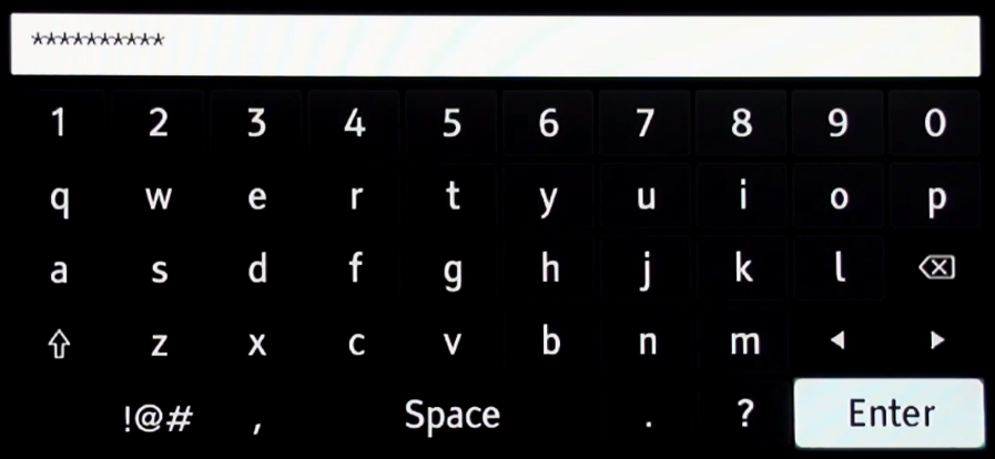 Wi-Fi key entry screen
