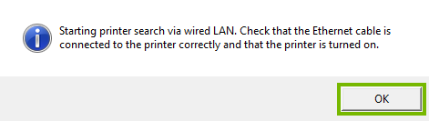 Ethernet cable connection screen.