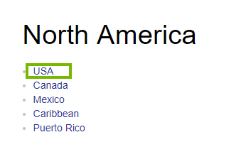 Epson website highlighting the USA region selection. Screenshot.