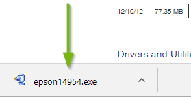 Example of a web browser downloading the file from the Epson website.