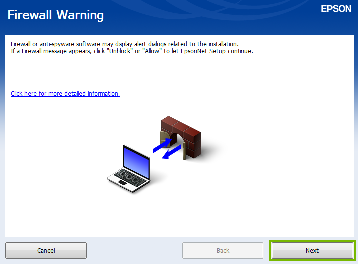 Firewall Warning screen.
