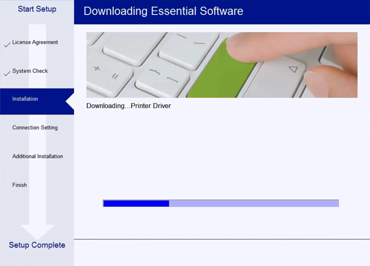Driver download progress screen.