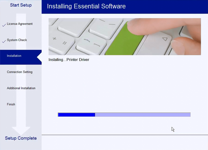 Driver installation progress screen.