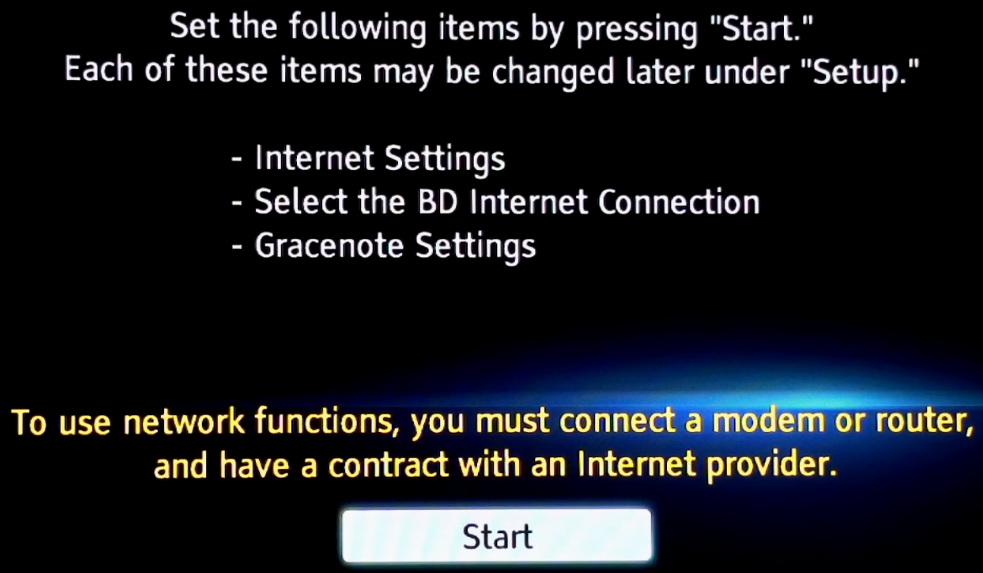 Easy Network Setup initilization screen