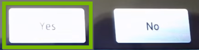 Confirmation box with Yes selected.