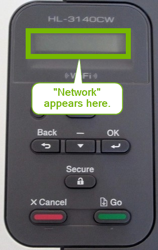 Printer control panel with screen highlighted.