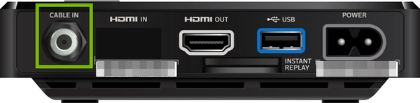 Example back of cable box with coax input highlighted