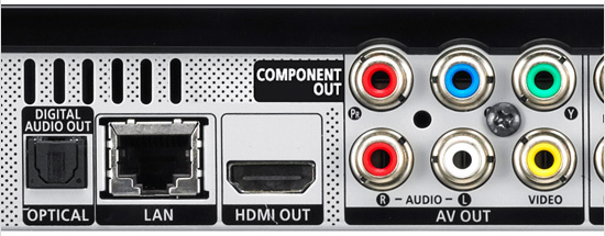 Example outputs on back of home theater equipment