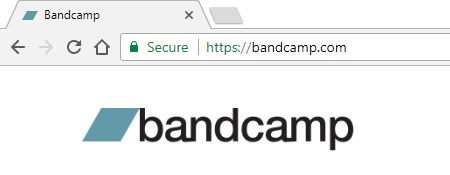 Web browser that has navigated to the Bandcamp website.
