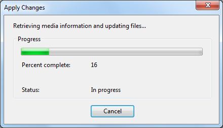 Windows media player applying changes to music library.