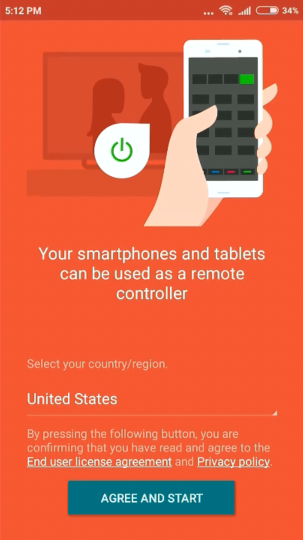 Mobile app greeting screen.