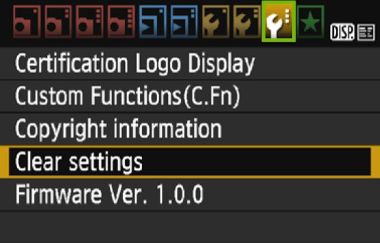 menu with 3rd button highlighted