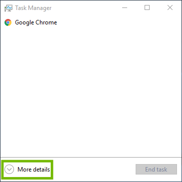 Task Manager with More details highlighted.