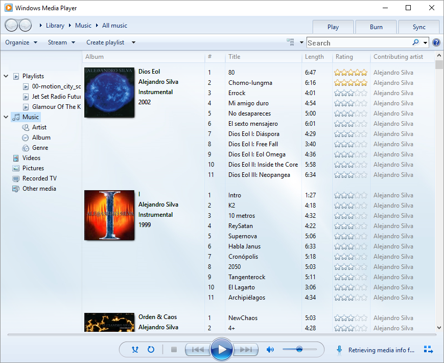 Windows media player interface.