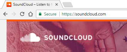 Web browser that has navigated to the Soundcloud website.