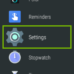 M600 screen with Settings selected. Screenshot.