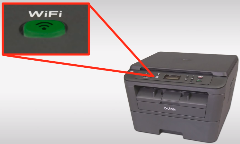Highlight of the Epson printer's Wi-Fi button remaining lit after a successful connection.