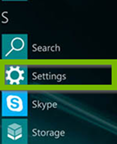 All apps with Settings highlighted.