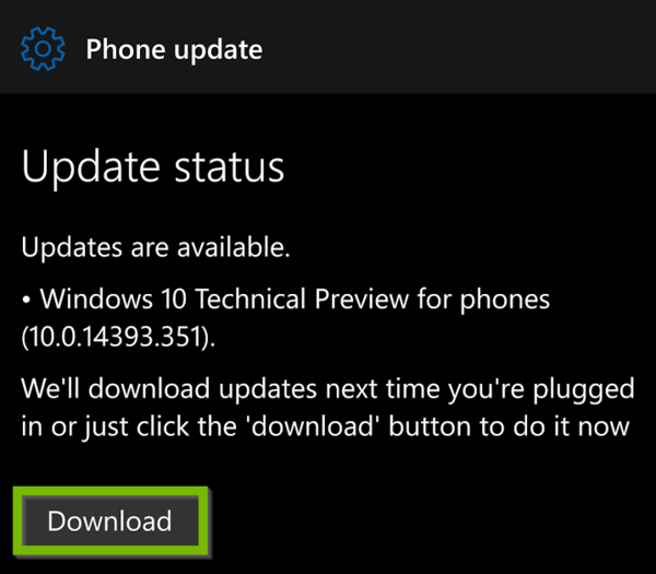Update available with Download highlighted.
