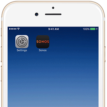 Settings and Sonos icons on phone screen