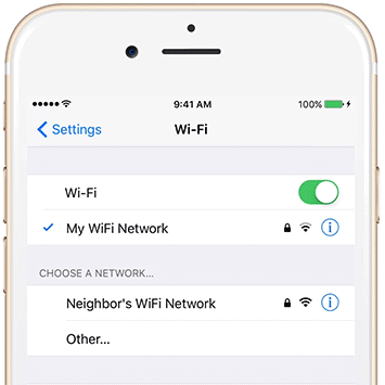 Wi-Fi network list screen on phone