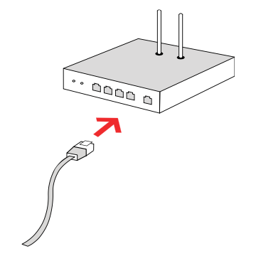 Ethernet cable being plugged into router