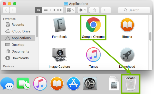 Dragging Google Chrome to Trash.