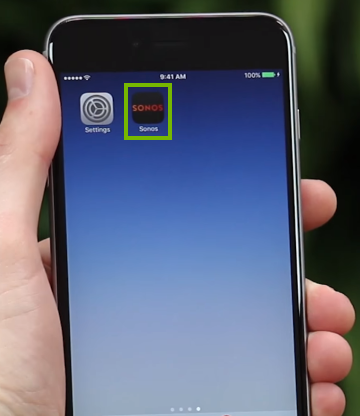 Sonos icon highlighted on phone screen