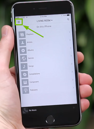 Placement of menu symbol pointed out in mobile app