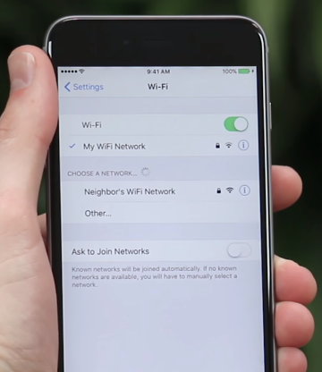 Wi-Fi networks list on phone