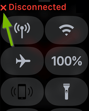 Red X pointed out on watch screen.