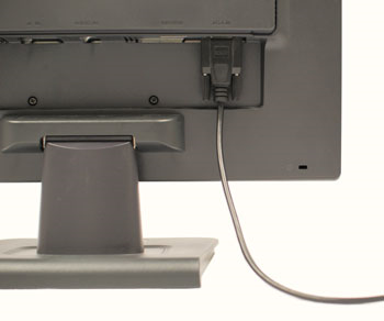 Monitor with the video cable plugged in.