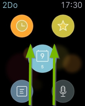 Swipe motion indicated on watch face.