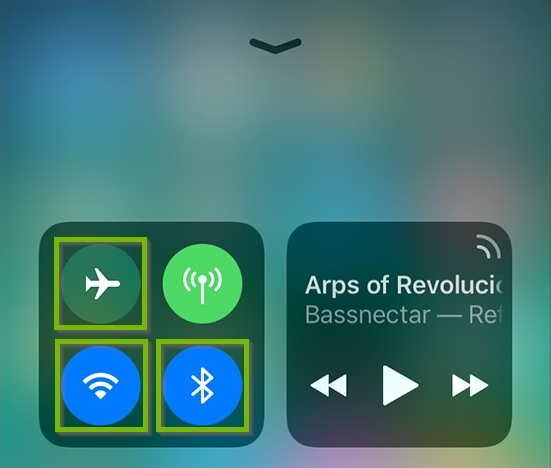 iPhone control center screen highlighting connectivity options.