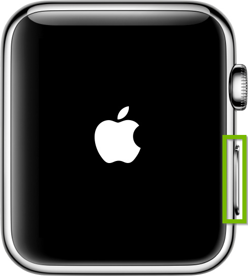 Side button highlighted on Apple Watch.