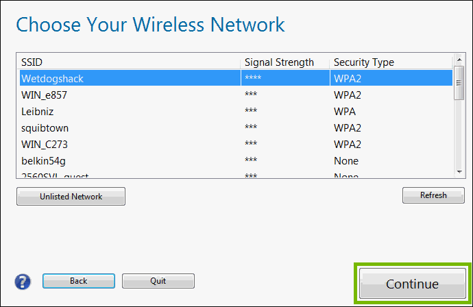 list of available wireless networks