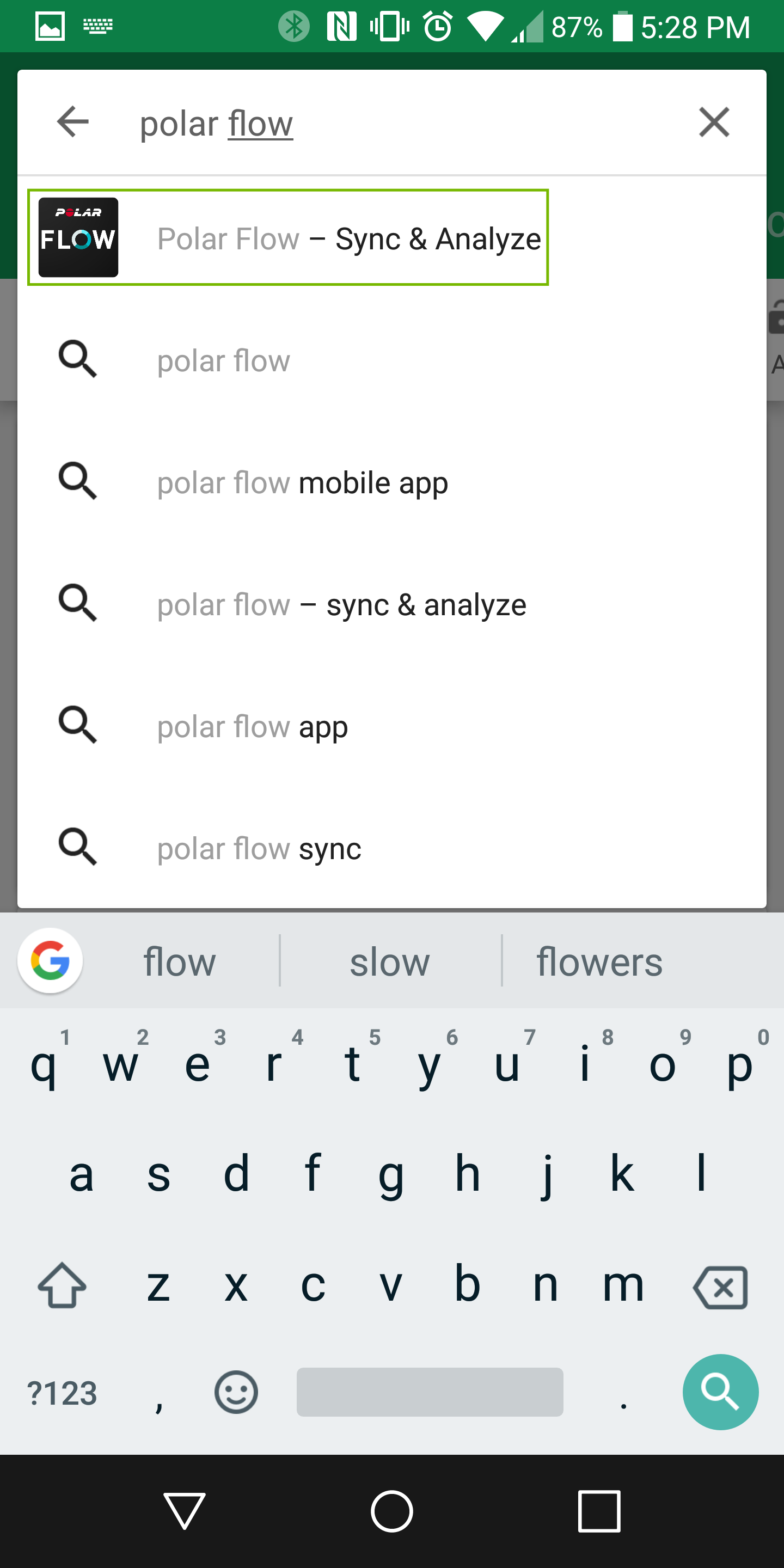 Android Play Store app with search results listed.