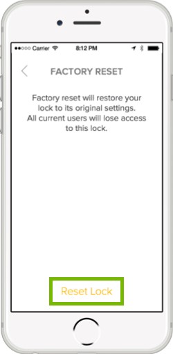 factory reset conformation with reset lock highlighted