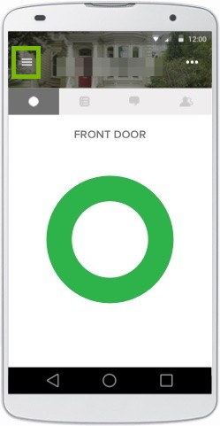 App with menu button highlighted