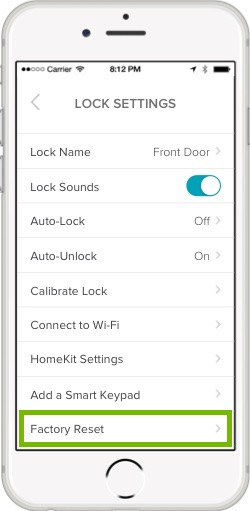 settings with factory reset highlighted