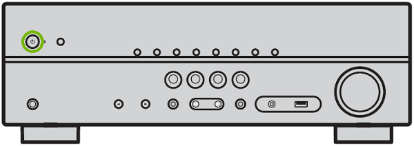 Yamaha rxv383 Power button. Illustration