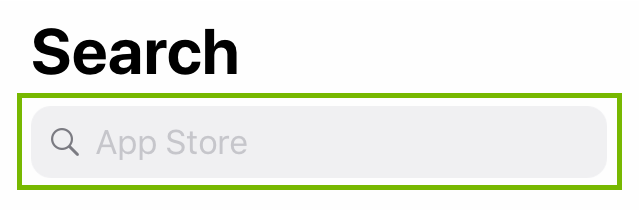 App Store search bar. Screenshot.