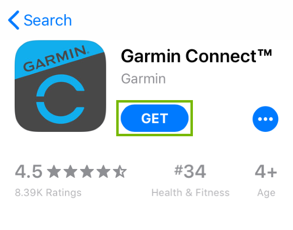 Get button highlighted in App Store for found app.