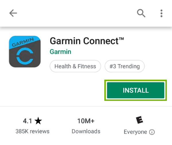 Install button highlighted in Play Store for found app.