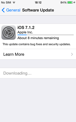 iOS software update screen processing an update.
