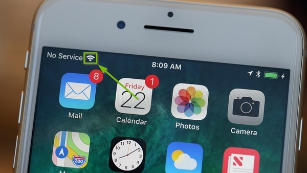 iPhone highlighting the Wi-Fi logo.