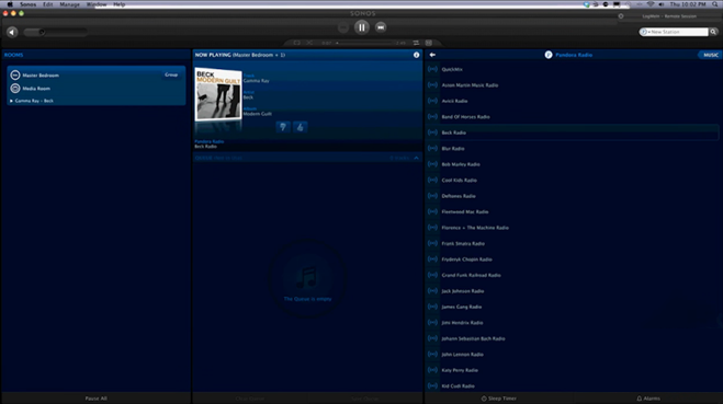 Sonos app dashboard screen.