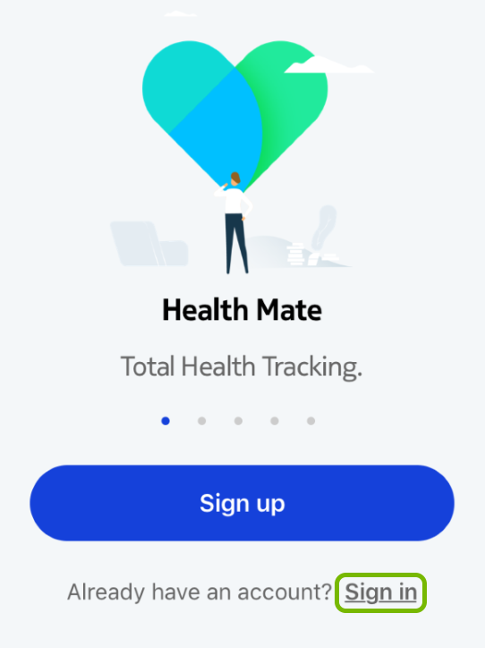 Sign In option highlighted in Withings Health Mate app.