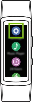 diagram of watch with settings icon highlighted