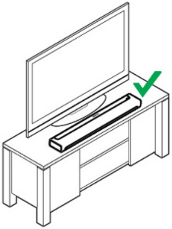 Diagram showing placing playbar in front of television